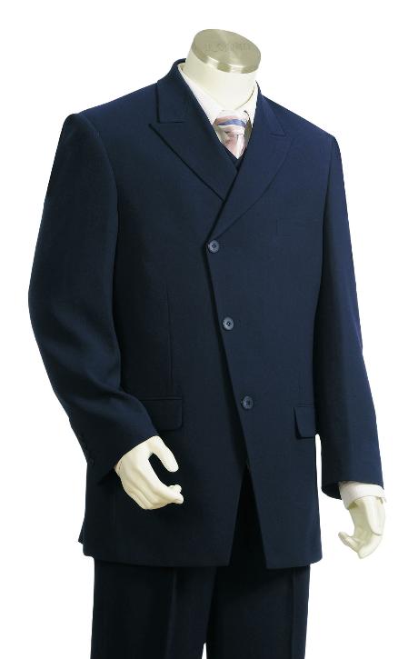 Mensusa Products Men's High Fashion 3 Button Navy 1 Wool Zoot Suit