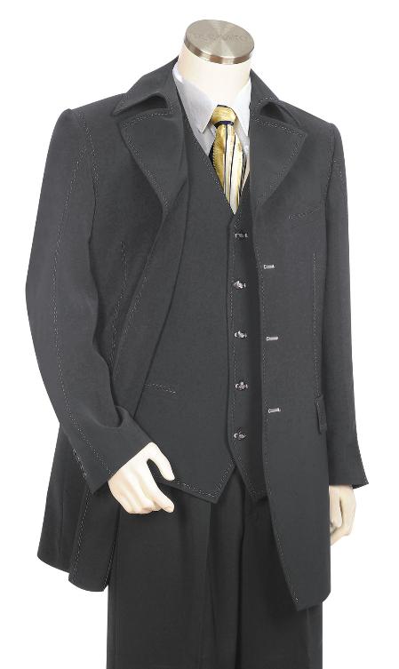 Mensusa Products Men's Luxurious 3 Piece Vested Grey Zoot Suit