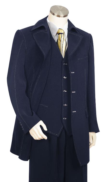 Mensusa Products Mens Fashionable 3 Piece Navy Zoot Suit