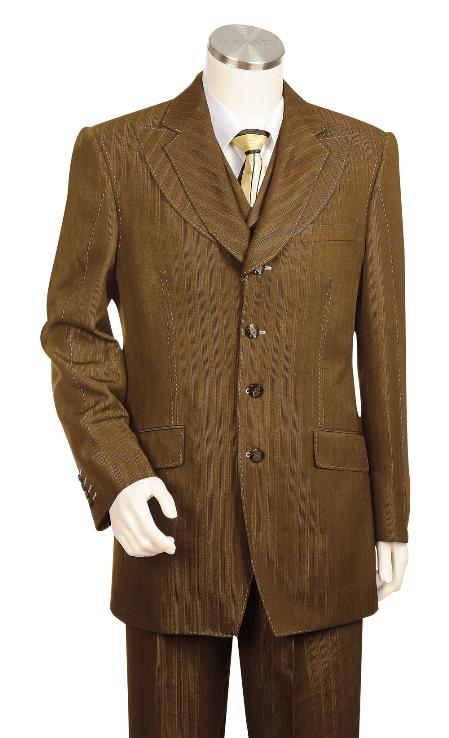 Mensusa Products Men's 3 Piece Vested Brown Unique Exclusive Fashion Suit