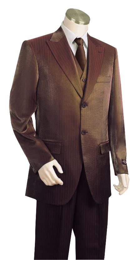 Mensusa Products Men's 3 Piece Vested Brown Zoot Suit