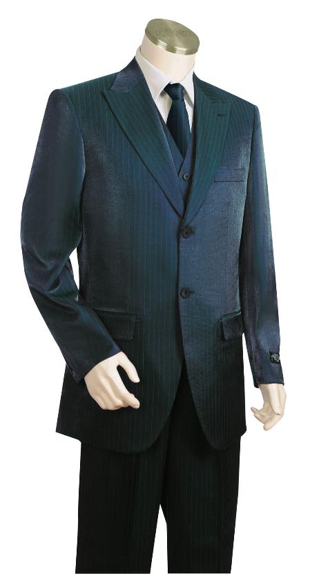 Mensusa Products Men's High Fashion 3 Piece Vested Navy Zoot Suit