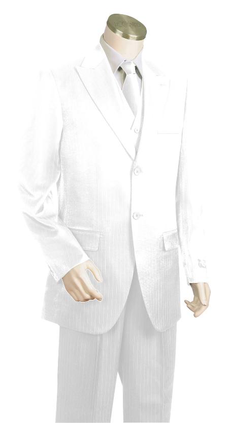Mensusa Products Men's Stylish 3 Piece Vested White Zoot Suit