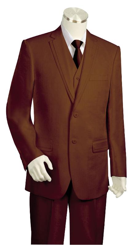 Mensusa Products Mens 3 Piece Vested Brown Zoot Suit