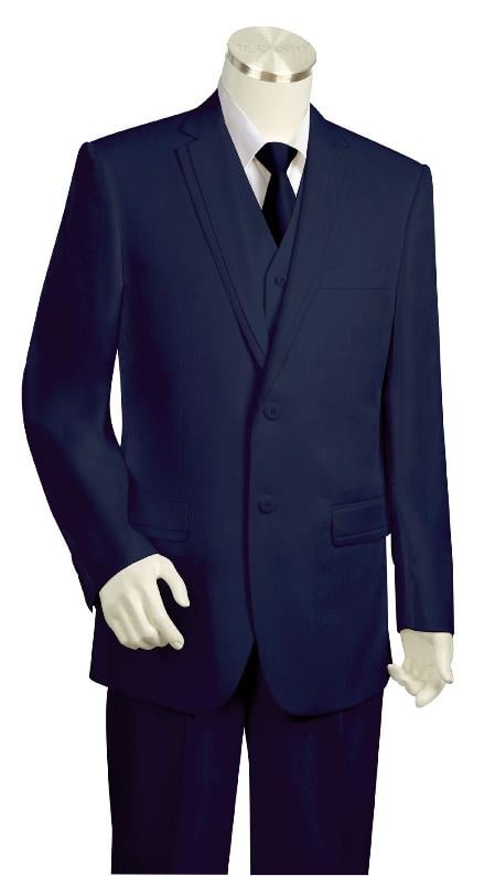 Mensusa Products Men's Fashionable 3 Piece Vested Navy Zoot Suit