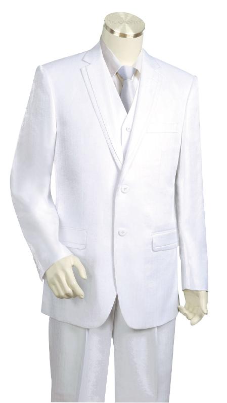 Mensusa Products Mens High Fashion 3 Piece Vested White Zoot Suit