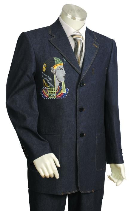Mensusa Products Men's Fashionable 3 Button Blue Front Zoot Suit