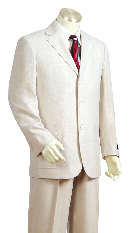 Mensusa Products Mens Stylish 3 Button Off White Zoot Suit