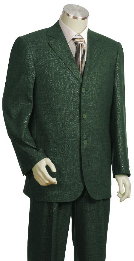 Mensusa Products Men's High Fashion 3 Button Olive Zoot Suit