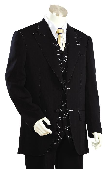 Mensusa Products Mens Fashionable Black Zoot Suit