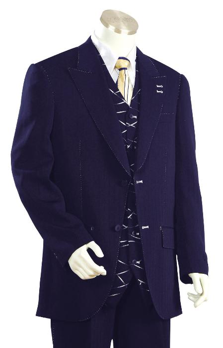 Mensusa Products Mens High Fashion Navy Zoot Suit
