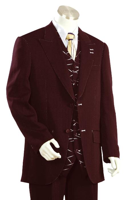 Mensusa Products Men's High Fashion Wine Zoot Suit