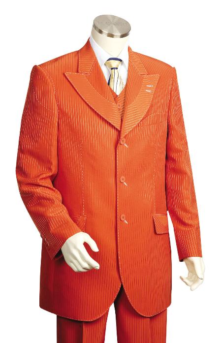Mensusa Products Men's Stylish 3 Piece Vested Burned Orange Zoot Suit