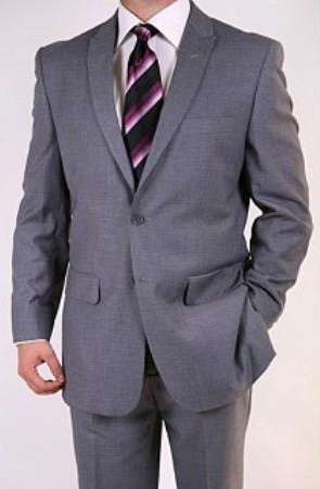 Mensusa Products Men's Grey Twobutton Peak Lapel Suit