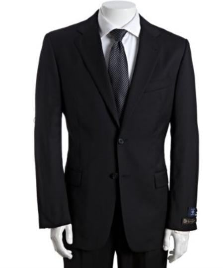 Mensusa Products Men's Black Super 120s Wool 2Button Suit With Single Pleated Pants