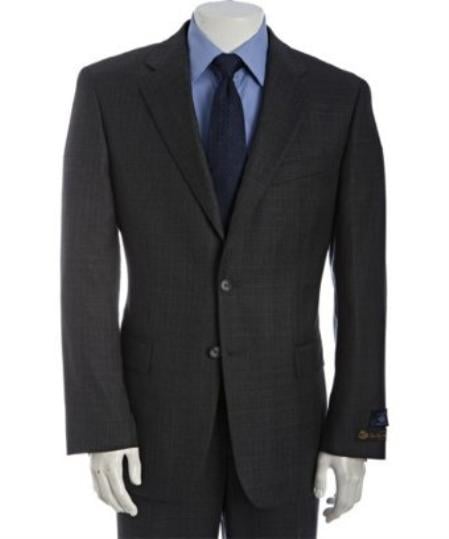 2 Button Charcoal Glen Plaid 120's Wool Suit With Single Pleated Pants Mens