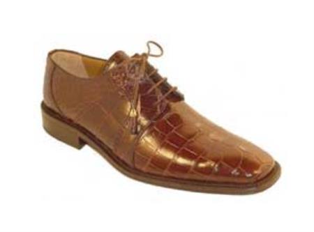 Mensusa Products Men's Full Genuine Leather Alligator Shoes Chocolate 569