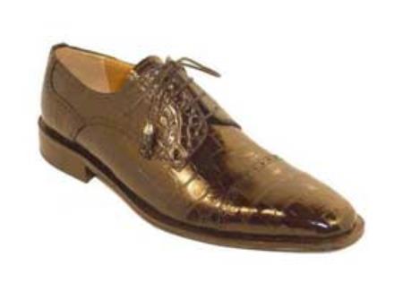 Mensusa Products Men's Genuine Alligator Shoes Chocolate 569