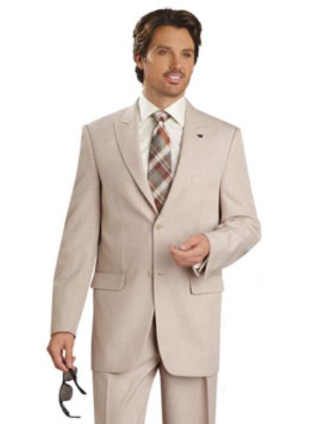 Mensusa Products Men's 2 Button Vented Jacket With Pleated Pant Executive Full Cut Suits Tan