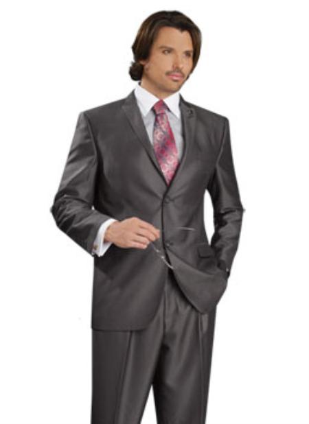 Mensusa Products Men's 2 Button Vented Jacket With Pleated Pant Executive Full Cut Suits Charcoal