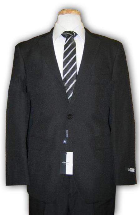 2 Button Black Tapered Cut Flat Front Suit Mens Cheap