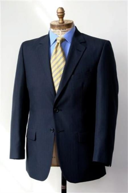 Men’s 2 Button Single Breasted Wool Suit Navy