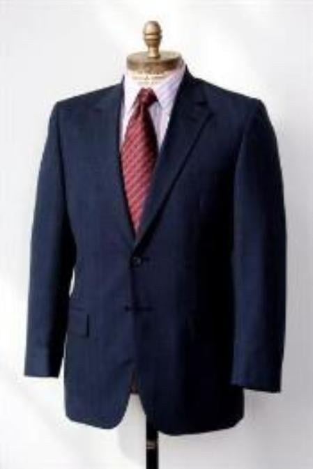 Mensusa Products Mens 2 Button Single Breasted Wool Suit Navy