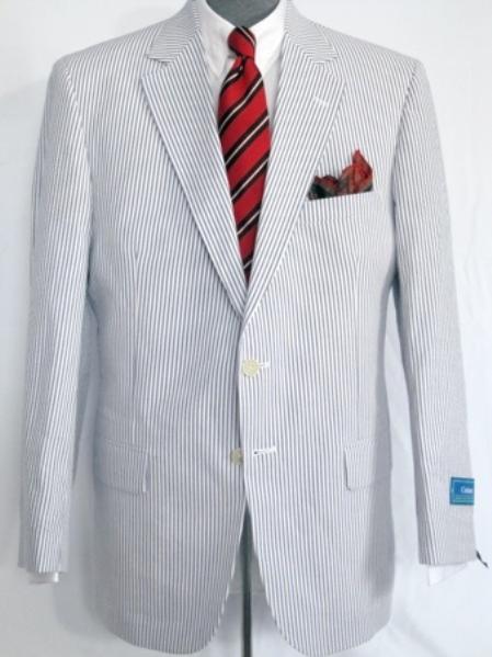 Mensusa Products Mens 2 Button Single Breasted Wool Suit Blue / White