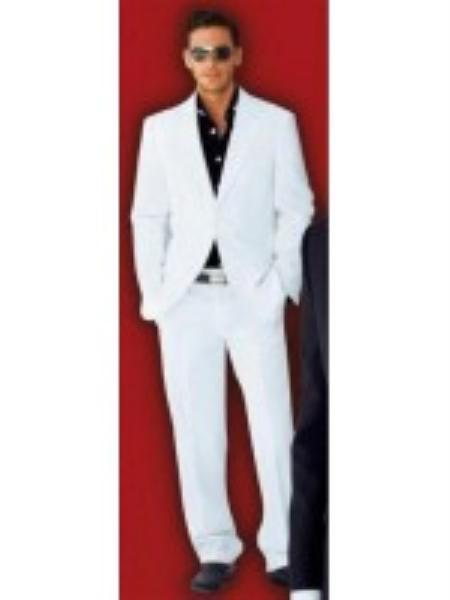 Mensusa Products Men's Suit 2Button White Suit + Black Shirt