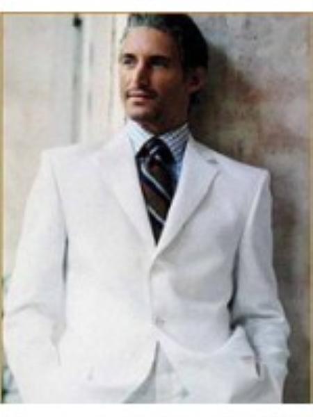 Mensusa Products Mens Suit in 3 Button StyleBlend Suit White or Off White 68