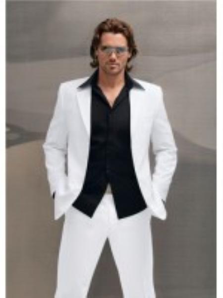 Men's High End Italian Made Super's Wool Suit White