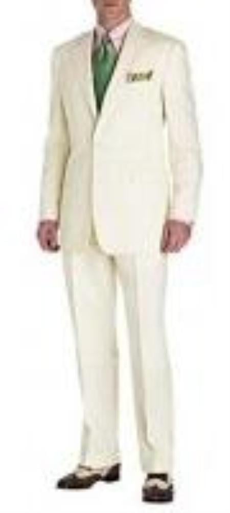 Mensusa Products Men's Suit Ivory 2Button Style Perfect For Wedding Jacket and Pants