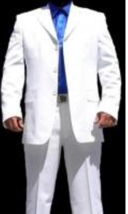 Men's 3 Button White Suit