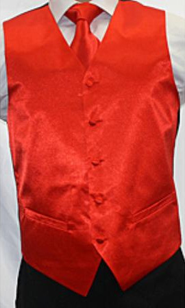 Mensusa Products Men's Shiny Red Microfiber 3piece Vest