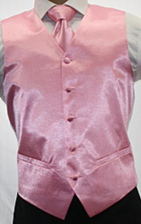 Mensusa Products Men's Shiny Pink Microfiber 3piece Vest75