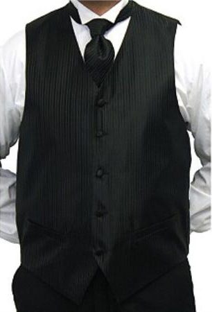 Mensusa Products Men's Black Fourpiece Vest Set