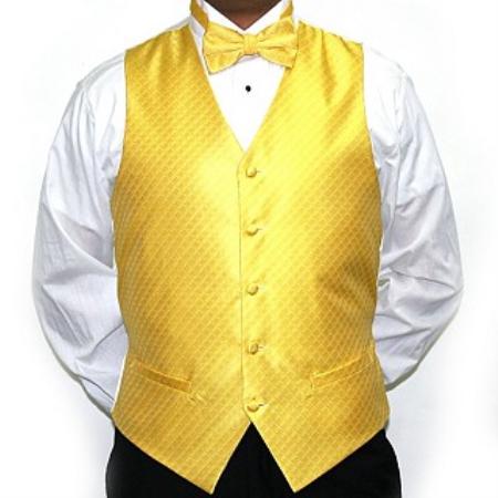Mensusa Products Men's Yellow Fourpiece Vest Set