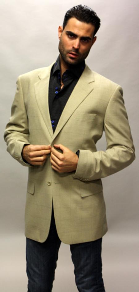 Mensusa Products Tan Sport Coat with Square Pattern This Jacket Is a Winner 2 Button