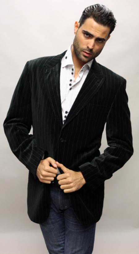 Mensusa Products Black with White Stripe Sport Coat It's One of a Kind Super's For All Occasion