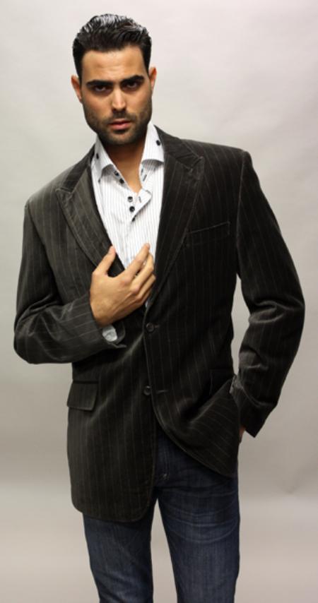 Mensusa Products Brown with White Stripe Sport Coat It's One of a Kind Super's For All Occasion