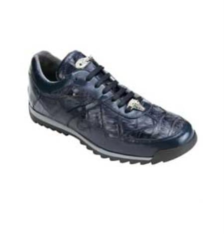 Mensusa Products Belvedere Mens Navy Genuine Caiman & Calf Sneakers