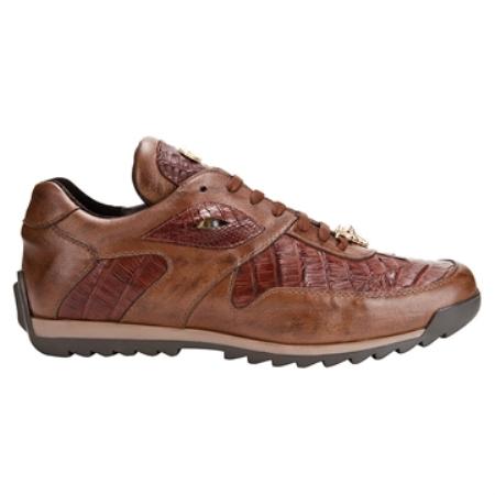 Mensusa Products Belvedere Mens Copper~Rust~Cognac Genuine Caiman & Calf Sneakers
