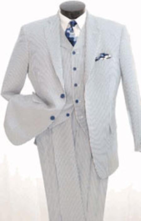 Mensusa Products Mens 3piece Seersuckers Suit