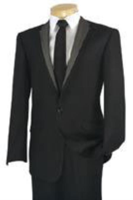 Mensusa Products Mens Suit 1 Button Slim Fit Suit Black