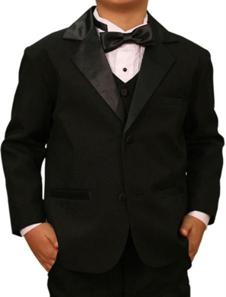 Mensusa Products High Quality Solid Black Tuxedo Formal Boys Suits
