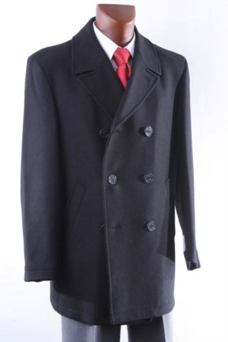 Mensusa Products Men's Double Breasted Luxury Wool Peacoat