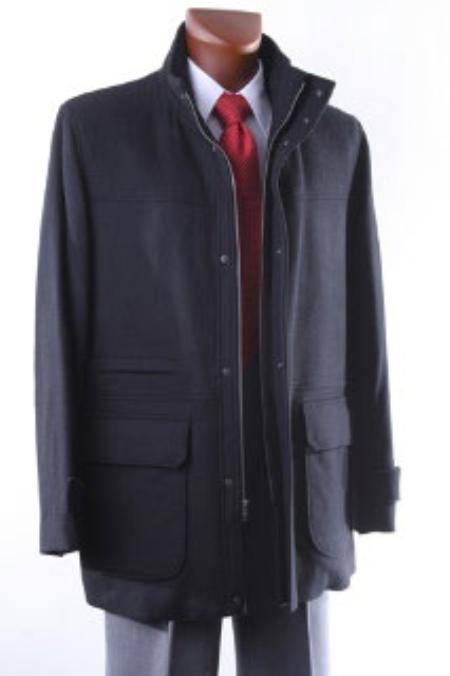 Mensusa Products Men's Luxury Wool 41702 Length Zippered Winter Coat