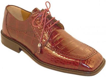 Mensusa Products Men's Burgundy Genuine Alligator Shoes 569