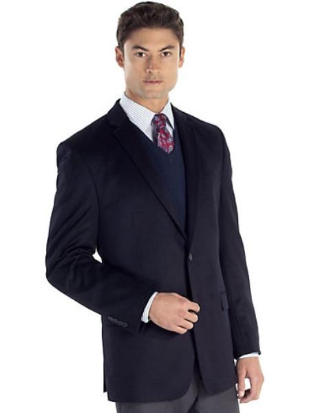 Mensusa Products Mens 2 Button Side Vented Cashmere Sport Coat Navy