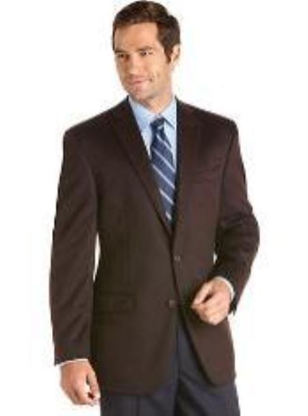 Mensusa Products Mens 2 Button Brown Cashmere Slim Fit Sport Coat